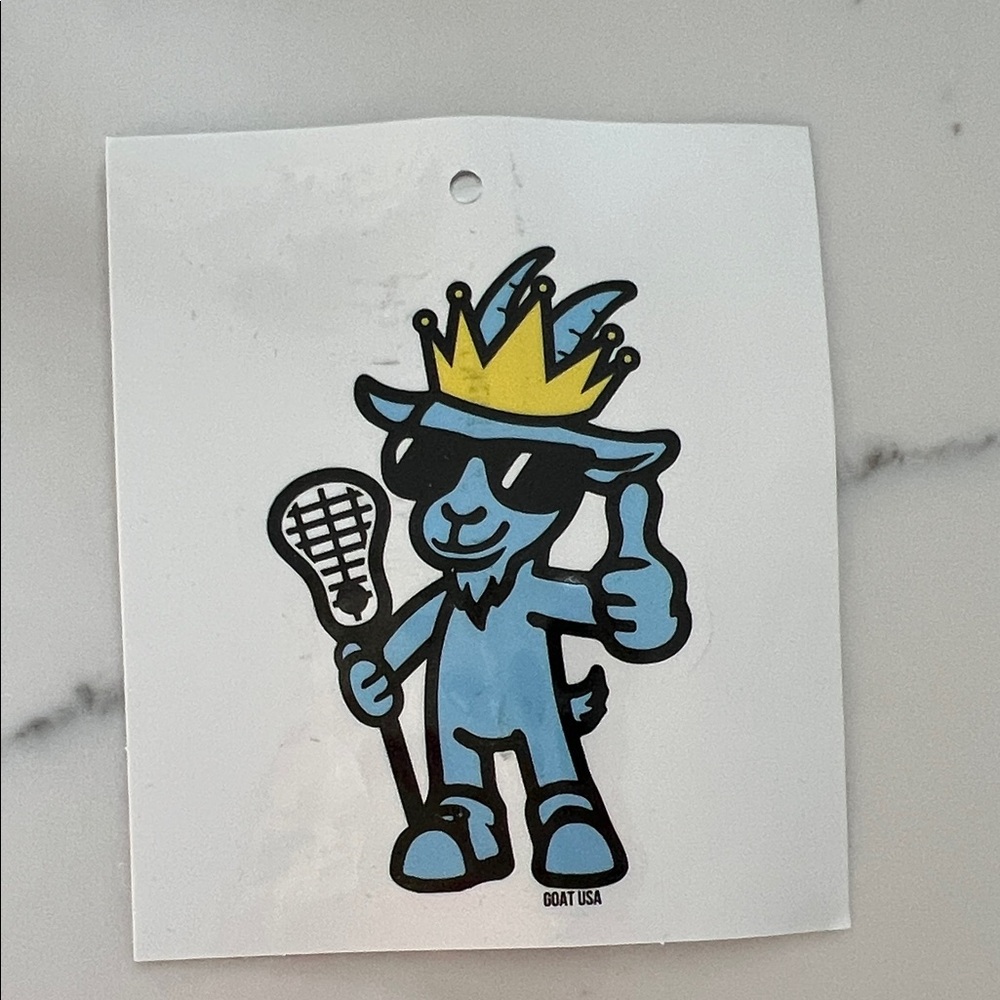 GOAT USA Blue Mascot Sticker with Yellow Crown